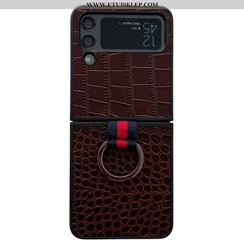 Etui do Samsung Galaxy Z Flip 4 Etui Folio Styl Krokodyla I Pierścienia